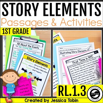 Preview of Story Elements Graphic Organizers, Anchor Charts, RL.1.3 1st Grade Reading RL1.3