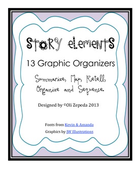 Preview of Story Elements Graphic Organizers-Summarize, Map, Retell, Organize and Sequence.