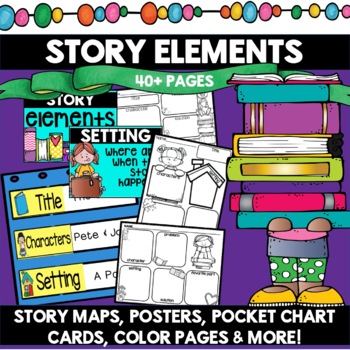 Preview of Teaching Story Elements Graphic Organizers Worksheets Posters Retelling Pages