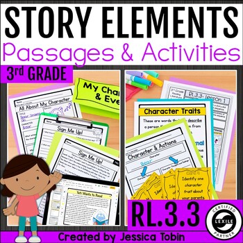 Preview of Story Elements, Character Traits - Lessons, Graphic Organizers 3rd Grade RL.3.3