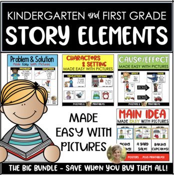 Preview of Story Elements Made Easy with Pictures BIG BUNDLE Kindergarten & First Reading