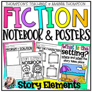 Preview of Story Elements Notebook and Posters | Reader's Workshop | Fiction Organizers