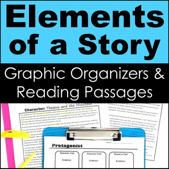 Preview of Story Elements Passages & Graphic Organizers - PDF & Digital