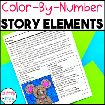 Preview of Story Elements Passages Reading Comprehension Worksheets Color By Number