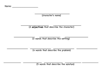 Preview of Story Elements Poetry Template for use with Read Alouds