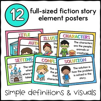 Story Elements Poster Set & Comprehension Wands by La Chica Bilingue