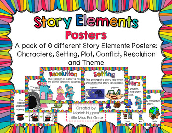 Story Elements Posters - Bright and Colorful theme by Little Miss Edugator