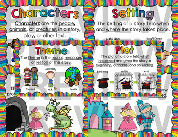 Story Elements Posters - Bright and Colorful theme by Little Miss Edugator