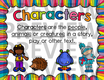 Story Elements Posters - Bright and Colorful theme by Little Miss Edugator