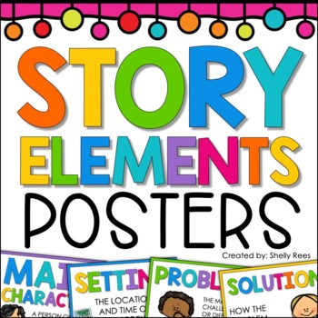 Preview of Story Elements Posters & Graphic Organizers | Character, Setting, Problem, More