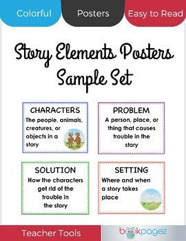 Story Elements Posters Sample Set by BookPagez | TpT