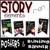 Story Elements Posters and Bunting Banner {Chalkboard Edition}