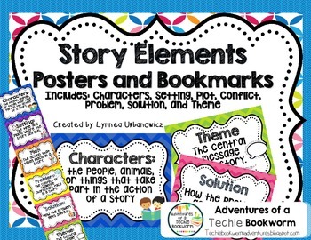 Story Elements- Posters and bookmarks by Adventures of a Techie Bookworm