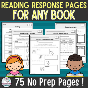 Preview of Story Elements Reading Comprehension Worksheets Graphic Organizers for ANY Book