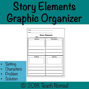 Story Elements Reading and Writing Graphic Organizer by Teach Nomad