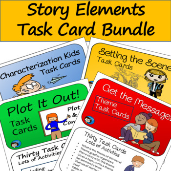 Preview of Story Elements Task Card Bundle - Print and Easel Versions