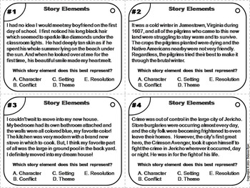Story Elements Task Cards 3rd 4th 5th Grade Character, Setting