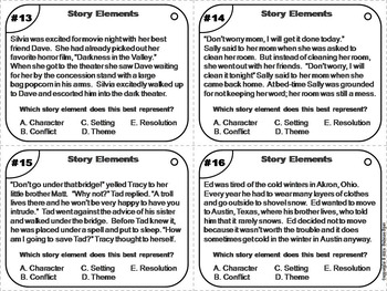 Story Elements Task Cards 3rd 4th 5th Grade Character, Setting
