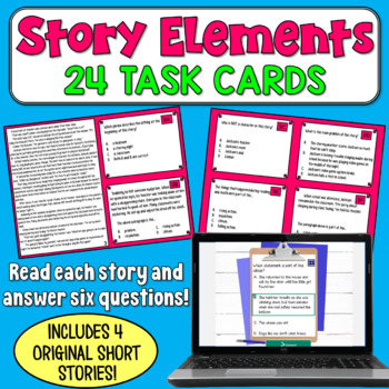 Preview of Story Elements Task Cards: Practice with Plot Elements, Characters, & Setting