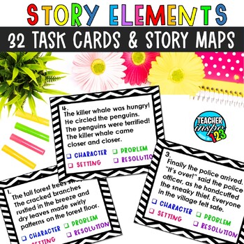 Preview of End of the Year Activities Story Elements Task Cards