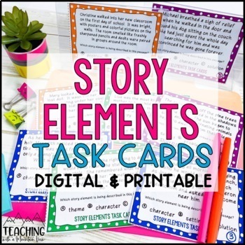 Preview of Story Elements Task Cards | Multiple Choice