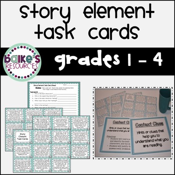 Preview of Reading:  Story Elements Task Cards & Worksheet
