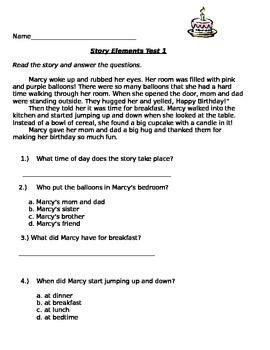 Story Elements Test by OCEAN AND BEACH TEACHER | TpT