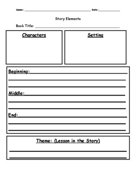 Story Elements Worksheet by Stefanie Crawford | TPT