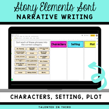 Preview of Story Elements Worksheet | Elements of a Story | Narrative Writing