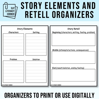 Preview of Story Elements and Story Retell Graphic Organizers