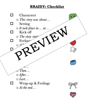 Preview of Story Grammar Marker: BRAIDY Checklist