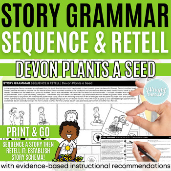 Preview of Story Grammar Sequence & Retell | Narrative Language Comprehension | No Prep