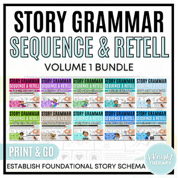 Preview of Story Grammar Sequence and Retell BUNDLE No Prep Narrative Worksheets