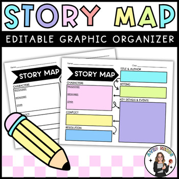 Preview of Story Map | Editable Digital and Printable Graphic Organizer