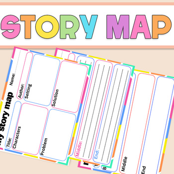 Preview of Story Map Graphic Organizers Color |Character Response, Problem and Solution