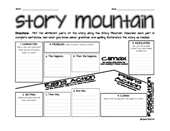 Preview of Story Mountain or Parts of a Story Graphic Organizer