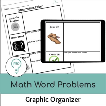 Preview of Math Word Problem Graphic Organizer | Digital and Print