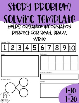 Preview of Story Problem Solving Template: Eureka Math RDW: Graphic Organizer
