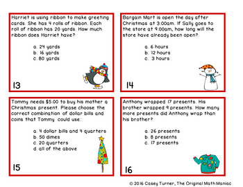 Story Problem Task Cards for December - 2nd Grade by The Original Math ...