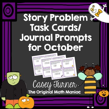 Preview of Story Problem Task Cards / Journal Prompts for October - 2nd Grade