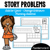 Story Problems - Add To: Change Unknown  (Missing Addend) to 10