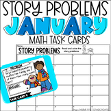 Story Problems January Task Card Activity Math Centers, Sc