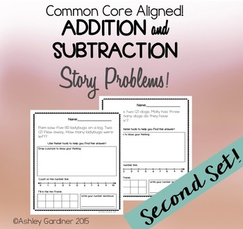 Preview of Kindergarten Story Problems {14 Story Problems with Addition and Subtraction}