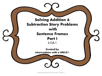 Preview of Story Problems Sentence Frames