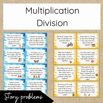 Preview of Story Problems Task Cards with Multiplication and Division