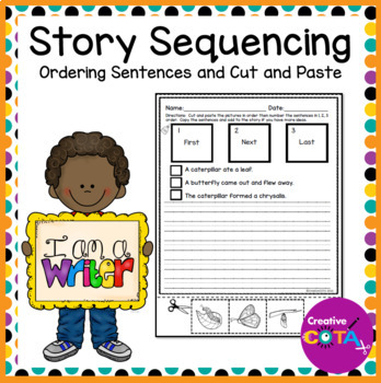 Preview of Story Retell No Prep Writing Sequencing Events Cut and Paste Activities
