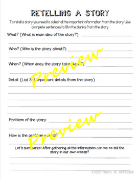 Preview of Story Retell - Graphic Organizer