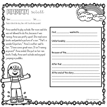 story retell and sequencing speech and language worksheets
