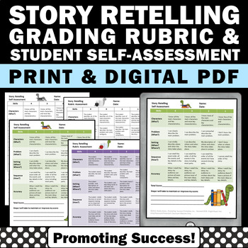 Preview of Retelling a Short Story Oral Presentation Rubric Student Self Assessment Element