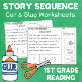 Story Sequencing Cut & Glue Worksheets with Reading Passag